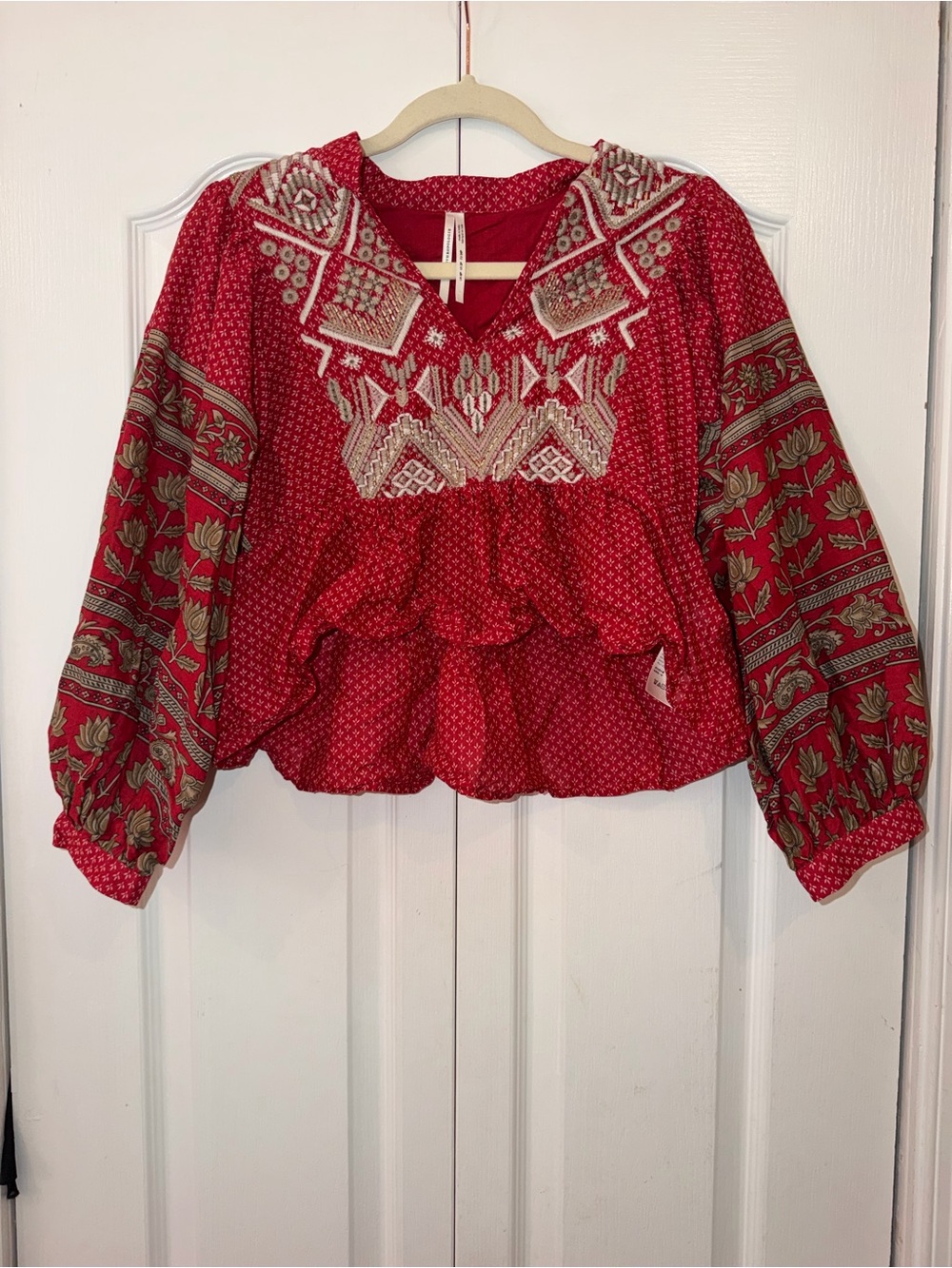 Keira Embroidered Peplum Blouse by Anthropologie 2P